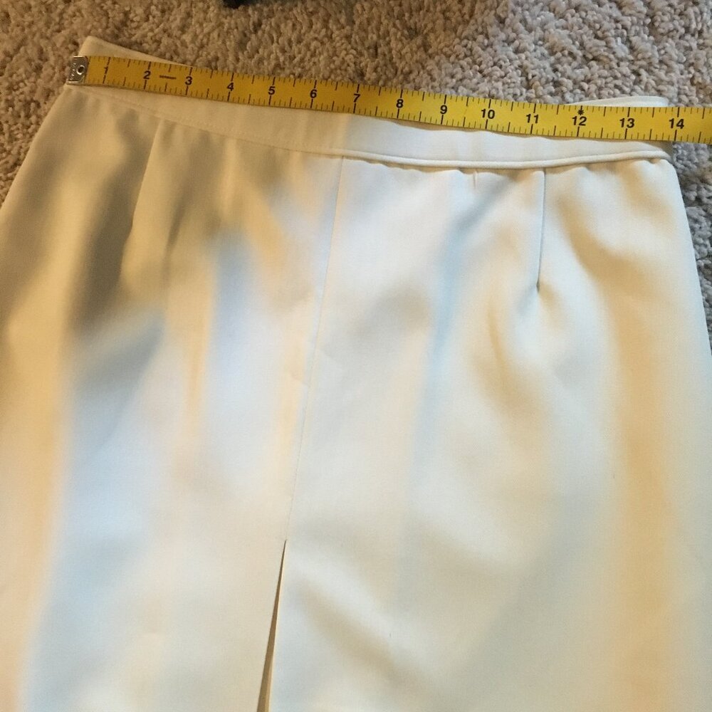 VTG Koret Ivory Kick Pleat Midi Skirt 28W Clean Girl Minimalist Quiet Luxury - Picture 9 of 14